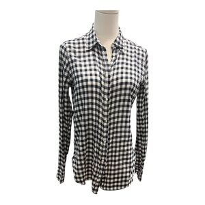 J.Crew Womens Classic Gingham Button-Up‎ Shirt Size 4 Navy & White